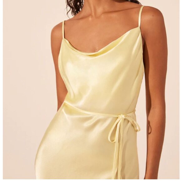 la lune bias cowl midi dress - lemon - Picture 4 of 8